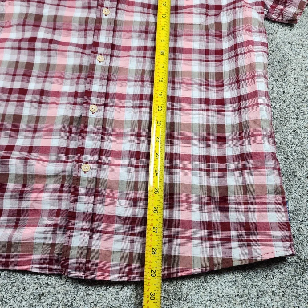 ROWM Button Down Shirt Mens Large Plaid Short Sleeve Cotton Excellent